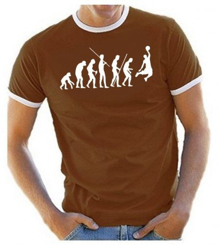 Basketball - Evolution ! T-Shirt Braun-Ringer Gr.M