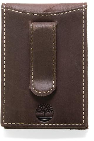 Timberland Slim Leather Front Pocket Credit Card Holder Wallet Accessoire de Voyage-Portefeuille à Deux Volets, Marron (Pince à Bille) 2, Taille Unique Homme