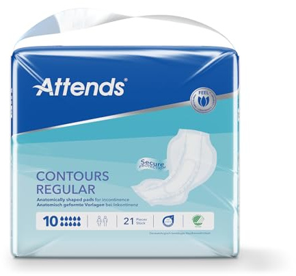 Attends Contours Regular 10, 84 Units (4 Packs of 21) 205532