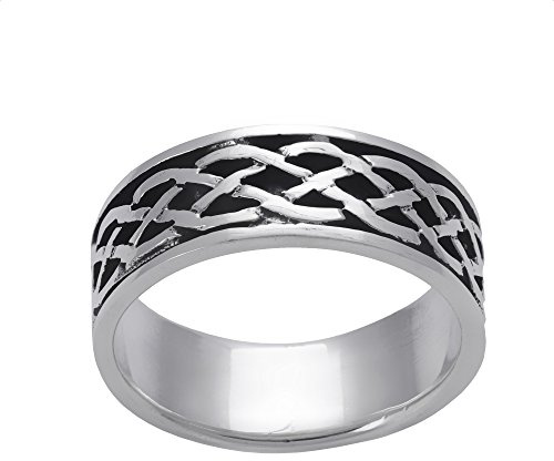Silverly 925 Sterling Silber Ring | Keltischer Knotenring aus Oxidiertem Silber für Herren | Einfache Eheringe für Sie und Ihn | Versprechen Verlobungsring