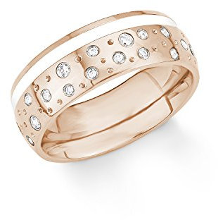 s.Oliver Damen-Ring Emailliert IP Rose Edelstahl Zirkonia weiß Gr. 54 (17.2)-2012556