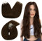 Ugeat 60cm Microring Extensions Echthaar Braun lange Länge Micro Echthaar Extensions Microring Dunkelbraun 50 Strähnchen für Datum 50G #4