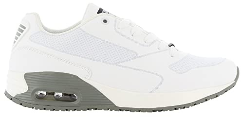 Oxypas Neu Sport, Berufsschuh Ela, Antistatischer (ESD) Leder Sneaker für Damen (37, Weiß-Hellgrau)
