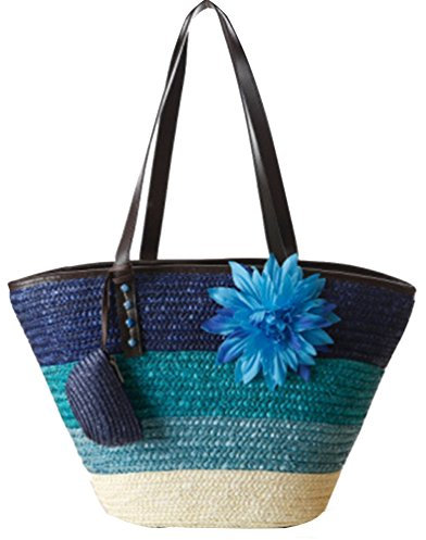 YOUJIA Paille Tressée Fleurs De Plage En Paille Sac À Bandoulière Sac À Main Fourre - Tout