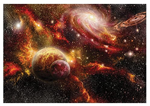 FORWALL Fototapete Galaxie Weltraum Weltall Planeten Universum Sterne Kinderzimmer Jugendzimmer Vlies Tapete Wandtapete UV-Beständig Montagefertig (2734, VEXXL (312x219 cm) 3 Bahnen)