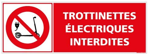 Signalétique.biz France - Panneau - Interdit Aux Trottinettes Électriques- Aluminium 2 mm - Dimensions 210 x 75 mm - Protection Anti-UV