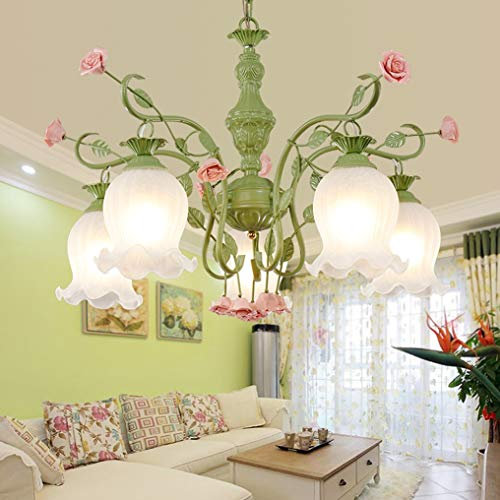 Kronleuchter Florentiner Deckenleuchte Klassisch Pink Rose Lüster Wohnzimmer Schlafzimmer Esszimmer Beleuchtung, Grün