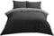 Lions Plain Bedding Set, 3 PCS King Duvet Cover with Pillowcase, Brushed Microfiber Reversible Quilt, Super Soft, 230x220cm, Grey/Black