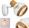 Wandleuchte Bariloche, verstellbare Wandlampe aus Metall/Holz/Hanfseil in Weiß/Chrom/Natur, 1-flammig, E27, Wandspot in Gitter-Optik m. An-/Ausschalter am Gehäuse, ohne Leuchtmittel