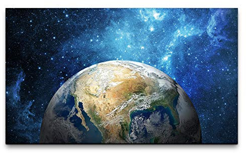 Paul Sinus Art Bilder XXL Erde im Weltall 120x70cm Wandbild auf Leinwand