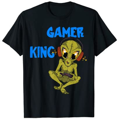 Gamer King Zocker König PC Gaming Alien Konsolen Zocken T-Shirt