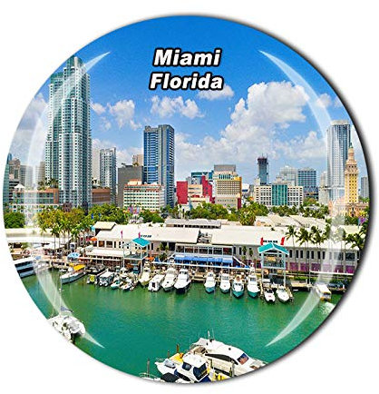 Aimant de réfrigérateur 3D Miami Florida USA en verre cristal souvenir souvenir de voyage collection cadeau maison cuisine décoration