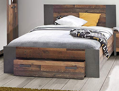 expendio Jugendbett Cedric 52 Vintage braun 140x200 cm Singlebett Bett mit Schubkasten Jugendzimmer Schlafzimmer