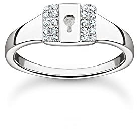 THOMAS SABO Damen Ring Schloss weiße Steine925 Sterlingsilber TR2372-051-14