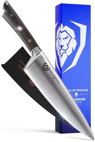 DALSTRONG Chef Knife - 8 - Gladiator Series - German HC Steel - Faux Wood ABS Handle - Dark - w/Sheath