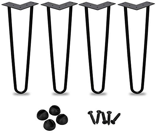 EINFEBEN 4er Set Hairpin Legs Tischbeine 2-Stange 30cm Tischkufen Heavy Duty Modern-Stil Schreibtisch Möbelfüße Austauschbare Tisch Schrank Beine Länge15cm-72cm Durchmesser 12 mm Schwarz