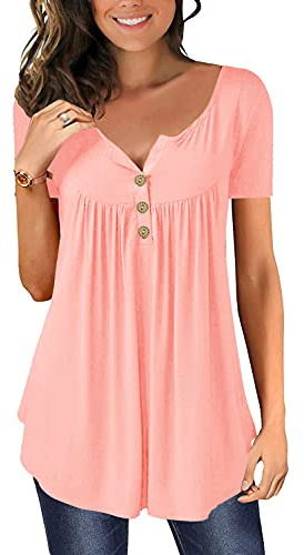 Top Femme Chic et Élégant Coton 2025 Vêtements Haut Décontractés à Manches Courtes D'été Henley Tee Shirt Chemisier