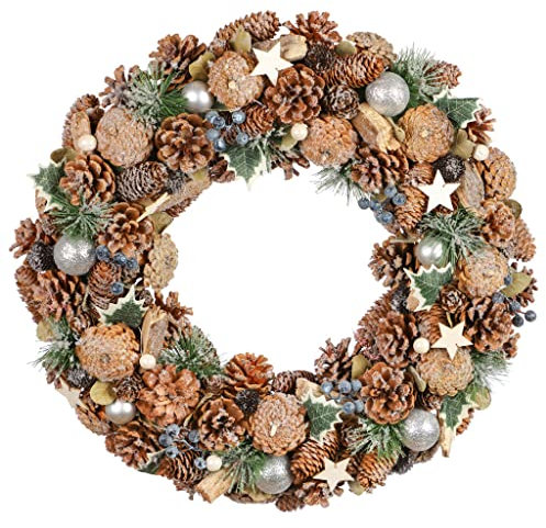 XL 50cm Christmas Wreath Blueberry & Ivy Pine Cone Hanging Door Garland Decoration
