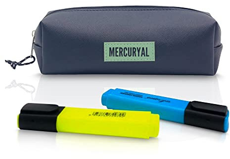 MERCURYAL Schultasche + 2 Textmarker - Federmäppchen - Schule - Material - Top Model Etui aus PU-Material, Schwarz , Federmäppchen für die Schule