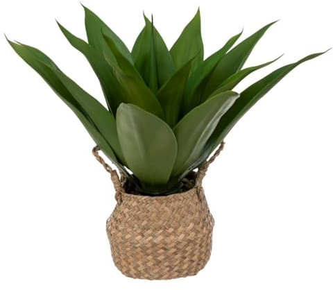 Atmosphera - Künstliche Agave - Topf aus Schilfrohr - H48 cm - Beige