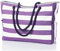 MULTIONS Borsa da spiaggia da donna, grande borsa da spiaggia impermeabile con cerniera, borsa da viaggio da donna, borsa a tracolla per piscina, spiaggia, vacanze, shopping, palestra, picnic, Viola,
