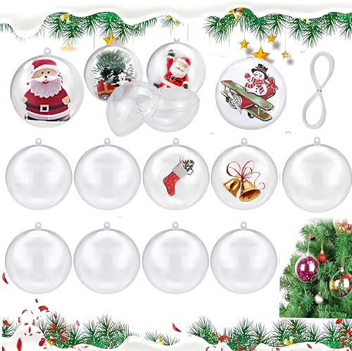 20 Stück Acryl Füller Kugeln, 4cm Transparente Weihnachtskugeln Christbaumkugeln, DIY Plastikkugeln Ornamente für Hochzeit Weihnachten Home Decoration (4CM)