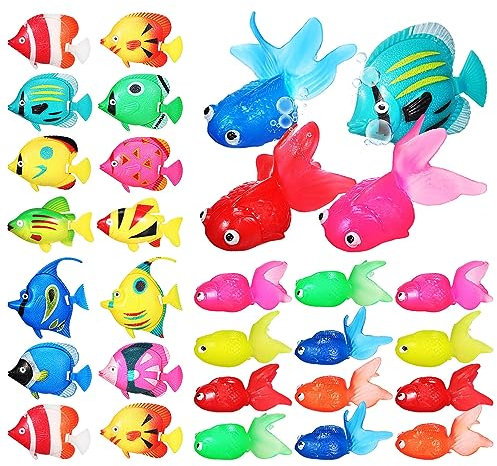 POPETPOP 30 Stück Künstliche Fisch, Künstliche Schwimmende Deko, Plastik Schwimmend Bewegen Fische Gefälschte Fische für Aquarium Deko
