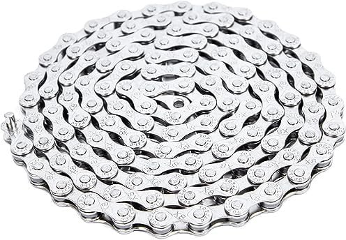Fongmore 6/7/8 Speed Bike Chain Bicycle Chain Replacement For Road Bike Quick Link X8 Chains 18/21/24 Speed For Mountain Bike BMX 116Links Silver