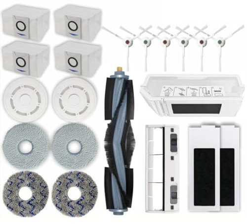 21 Pcs Replacement Accessories Kit Compatible with for Ecovacs for DEEBOT for T20 for OMNI Robot Vacuums - 1 Roller Brush, 6 Side Brushes, 4 Mop Cloths, 2 Filters, 1 Brush Cover, 1 Box Container, 4