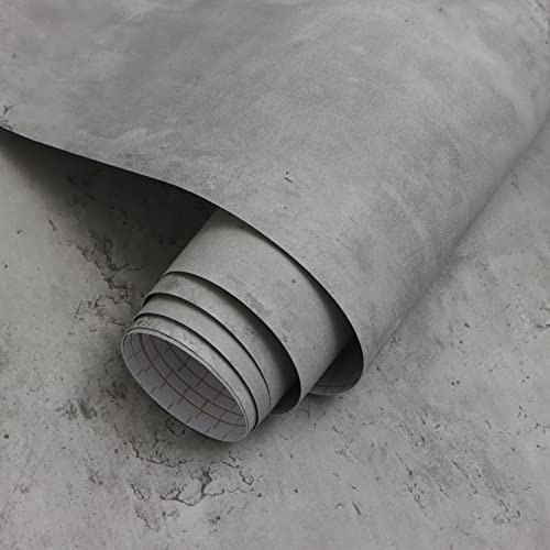 Timeet Tapete Selbstklebend Betonoptik Grau Klebefolie Zement Effekt Möbelfolie Industrie Wandverkleidung Matte Vintage Wandpapier Beton Folie Vinyl Dekorfolie Abziehen und Aufkleben