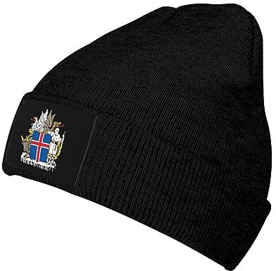 Diari Beanie-Mütze, Motiv: Island-Flagge, weich, Stretch, Strickmütze, Winter, warm, für Herren und Damen, Schwarz , One size