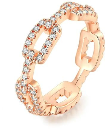 JAMNIK Kubanische Gliederkette Ringe für Damen Ice Out Micro Pave Zirkonia Tennisring Modeaccessoires Hiphop Rock Schmuck