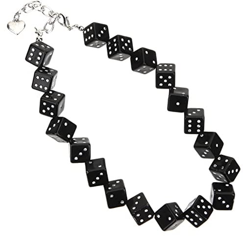 COLLBATH Kreative Würfelkette aus Acryl in Schwarz, Elastisch, Unisex | Cocktailpartys und Zeremonien, Lustige Spielkette, Vielseitig Kombinierbarer Halsschmuck