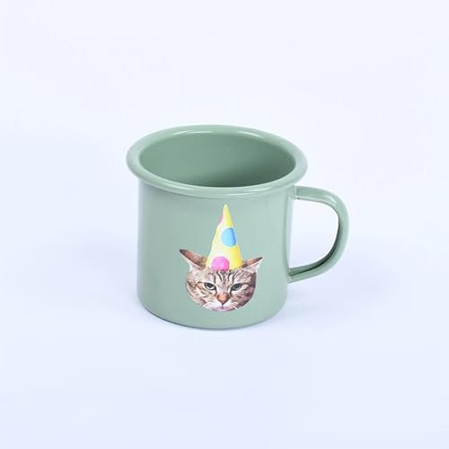 yky Taza de café esmaltada con patrón personalizado, tazas de café y camping, taza vintage de hierro esmaltado, taza con foto personalizada (menta)