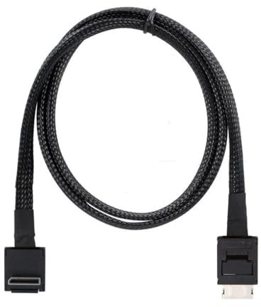 chenyang SFF-8611 Kabel, OCuLink PCIe PCI-Express 4.0 SFF-8611 4i Stecker auf SFF-8611 Stecker 90 Grad nach unten abgewinkeltes Datenverlängerungskabel 80cm