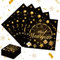Shinybox Neujahr Servietten - 100 Stück Papierservietten für Tischdeko, Schwarz Gold Silvester Dekoration