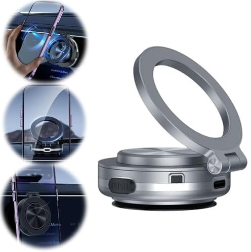 Electric Vacuum Magnetic Car Phone Mount - 360° Rotating Magnetic Phone Holder, 2024 New Magnetic Cell Phone Holder for Car, Vacuum Automatic Adsorption Mobile Phone Holder, Universal Smart Holder(Sil