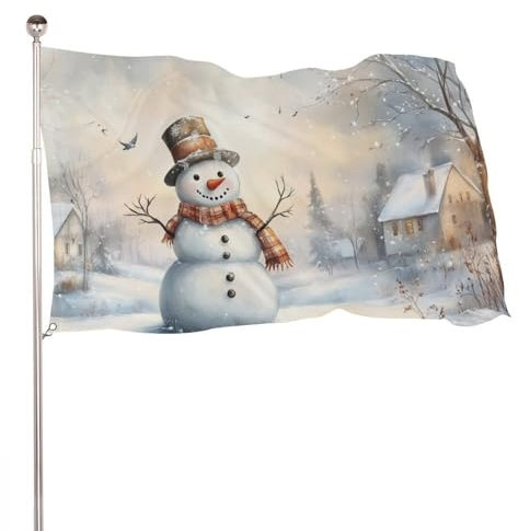 Weihnachtsgartenfahne, 90x150 cm Schneemann Flagge doppelseitig Winter-Flagge Weihnachtsdekoration Garten Urlaub Zuhause Party Hängedekoration