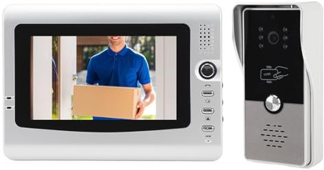 Video-Gegensprechanlage, 7-Zoll-Türklingelkamera-, HD-Kamera, Anti-Vandalismus-Design, Regensicheres Display, Nachtsicht, Entriegelungsmethoden, Geeignet für Wohnungen,