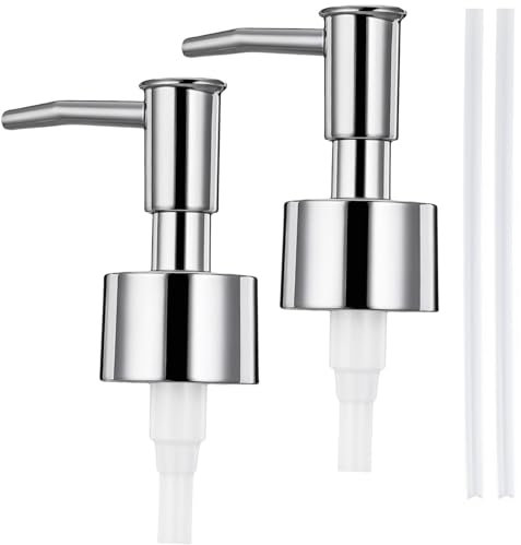 2Pcs Soap Dispenser Pump Head Replacement Lotion Pump Dispenser Head for Bathroom Kitchen Standard 28/400 Neck Size Regular Mouth Bottles (Silver)