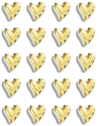 Mymazn 20Pcs Fridge Magnets Cute Refrigerator Magnets, Small Magnets for Whiteboard Cabinet Locker, Heart Decorative Magnets for Classroom Kitchen Office (Gold)