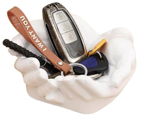 Desktop Keys Tray, Hand Shape Statue, Living Room Tabletop Ornaments, Funny Sculpture For Desk, Carved Keys Storage Dish, Hands Bowl For Bracelets, Key Storage Tray, Decorative Hand Sculpture