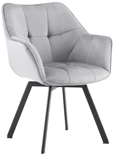 CLP Esszimmerstuhl Jordi aus Samt | Drehbarer Sessel für Wohn- und Essbereiche | Ergonomisches Design belastbar bis 150 kg Farbe dunkelgrau