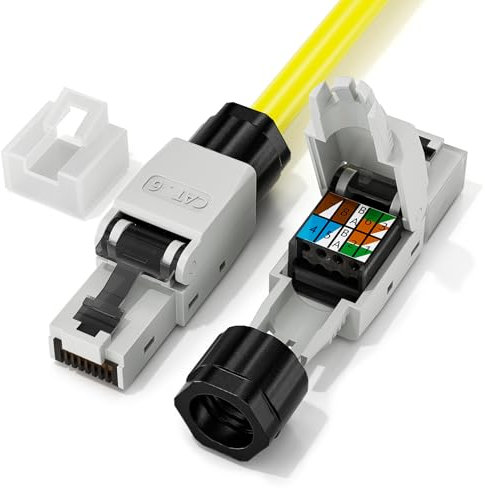 LEENUE Connecteur RJ45 Sans Outil Cat6,1 Gbit/S 250 MHz, Enrobé D'or Fiche RJ45 Sans Outils Cat6 Pour Câble de Pose POE Cat6 Cat5E Cat5, UTP prise rj45 Cat 6 Sans Outils, RéUtilisable, Lot de 2