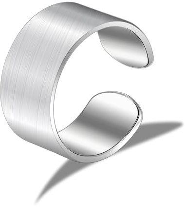 ALEXCRAFT Chunky Ring Silber 9 Damen Frauen Matt Gebürstet Herren Offene Verstellbare für Frauen Freundin Mama Mädchen Valentinstag Breite 10MM