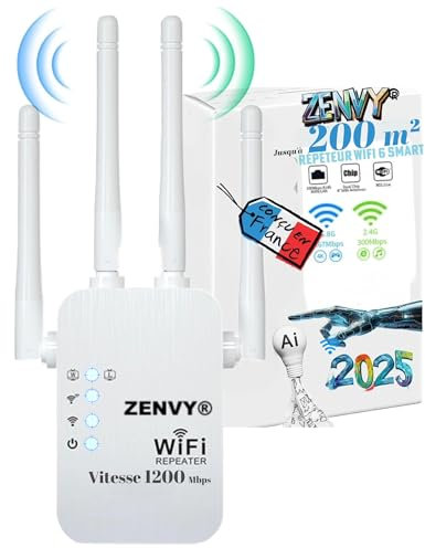 Repeteur WiFi RE330, Amplificateur WiFi AC1200 Mbps, Port Ethernet Gigabit, Repeteur WiFi Puissant, Compatible avec Les Box Internet, Profitez sans Changer Votre Box