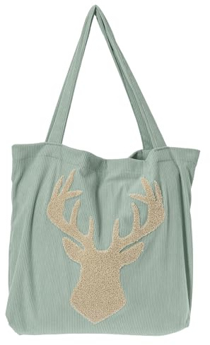 MAGMA Cord Stofftasche Einkaufstasche Umhängetasche Pixie 3D-Optik getuftet Hund Hirsch Katze