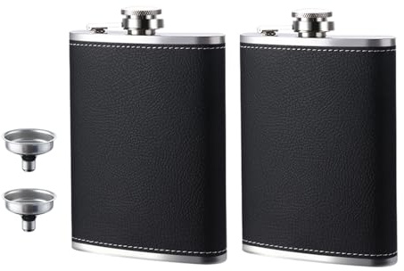 Hip Flask, 2 Pack 8oz Stainless Steel Flask with Funnel, Portable Flask for Camping Hiking Outdoor Adventures, Social Gatherings and Gift Giving