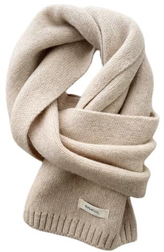 Generisch Winterschal Wollschal Weiche Warm Strickschal - 100% Wolle - Herbst Winter Einfarbig Gestrickter Schal Vielseitiger Kaschmir-Halsschal für Damen Herren, 160 x 20 cm