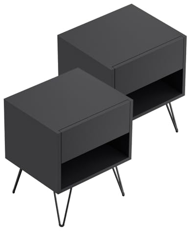 2er Set Nachttisch Dion 40cm SoftClose stehend Grafit Softtouch